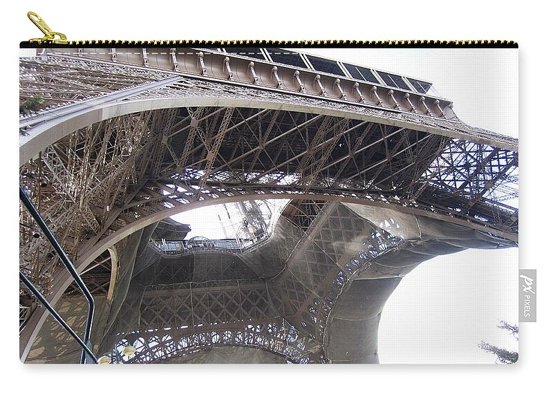 Eiffel Tower Zip Pouch featuring the photograph Eiffel Tower Tarped in Clouds Paris France by John Shiron