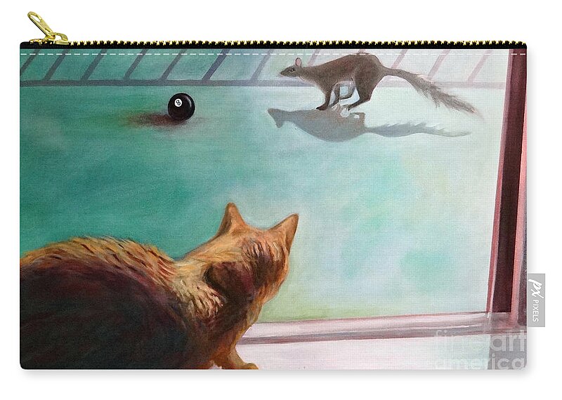 Cat Zip Pouch featuring the painting Eight Ball by Barbara Oertli