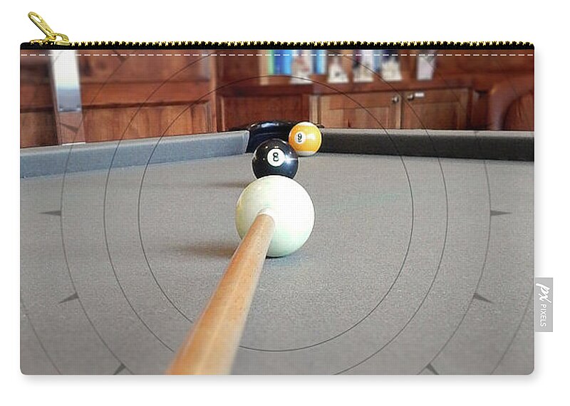 Pool Zip Pouch featuring the digital art Eight Ball Corner Pocket by Phil Perkins