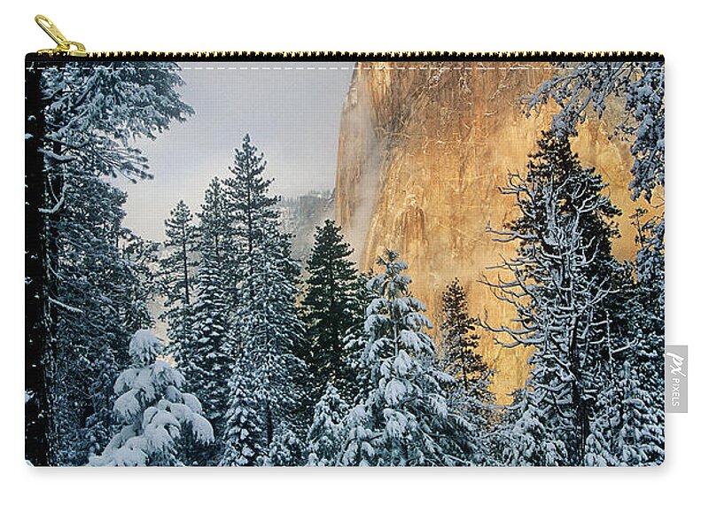North America Carry-all Pouch featuring the photograph El Capitan on a Winter Morning Yosemite National Park California by Dave Welling