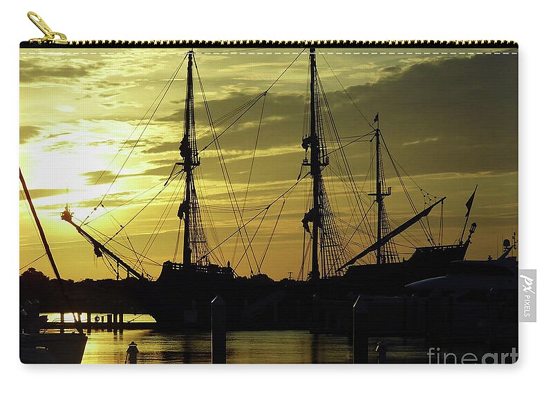 Sunrise Zip Pouch featuring the photograph El Galeon Sunrise by D Hackett
