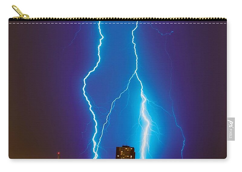 Lightning Zip Pouch featuring the photograph Electric Blue by Quinn Sedam