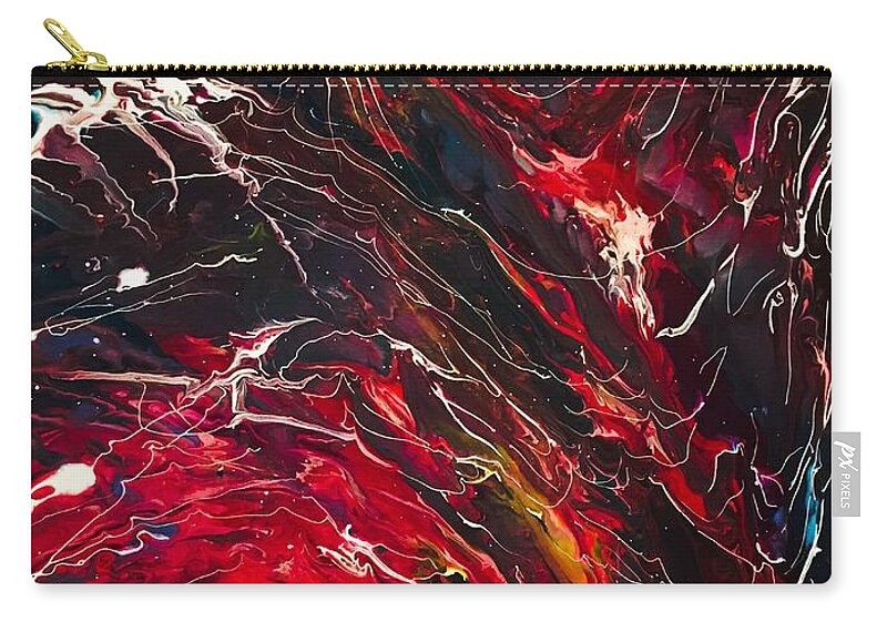 Multi Color Zip Pouch featuring the painting Electric flow by Robin Gill