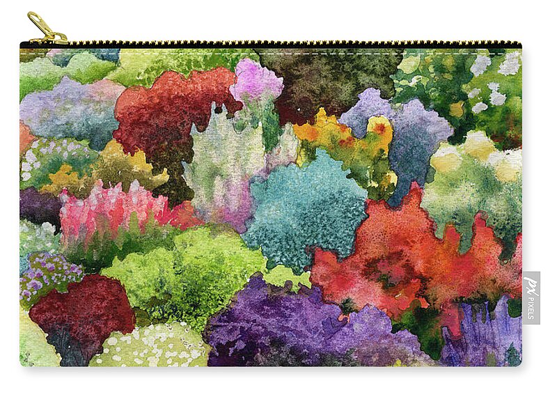 Garden Painting Zip Pouch featuring the painting Electric Garden by Anne Gifford