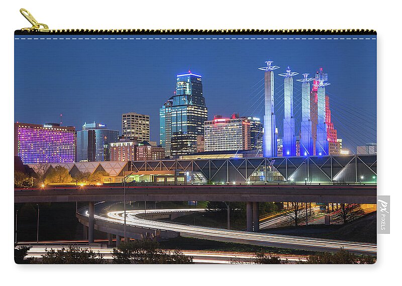 Kansas City Zip Pouch featuring the photograph Electric KC by Ryan Heffron