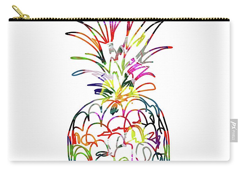 Pineapple Carry-all Pouch featuring the digital art Electric Pineapple - Art by Linda Woods by Linda Woods