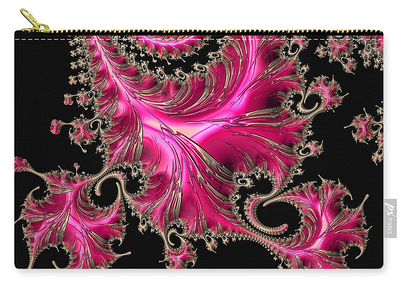 Abstract Zip Pouch featuring the digital art Electric Pink - Fractal Art by HH Photography of Florida