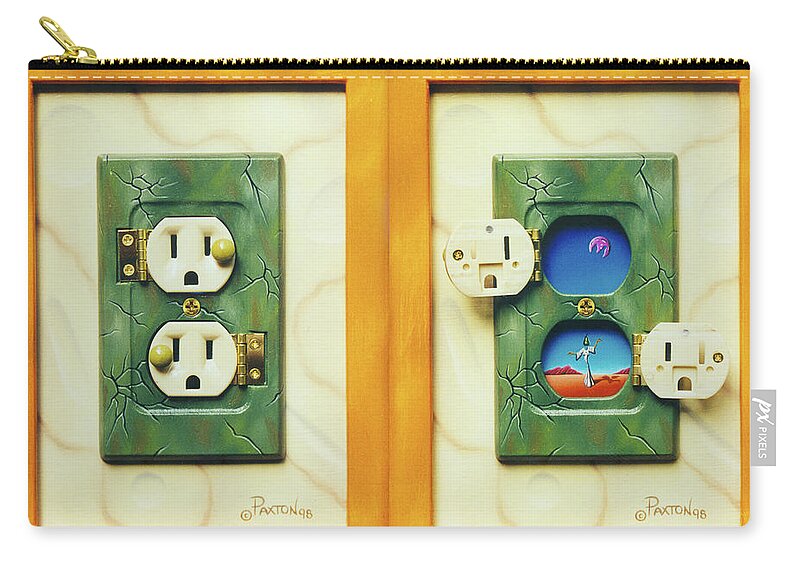  Zip Pouch featuring the painting Electric View miniature shown closed and open by Paxton Mobley