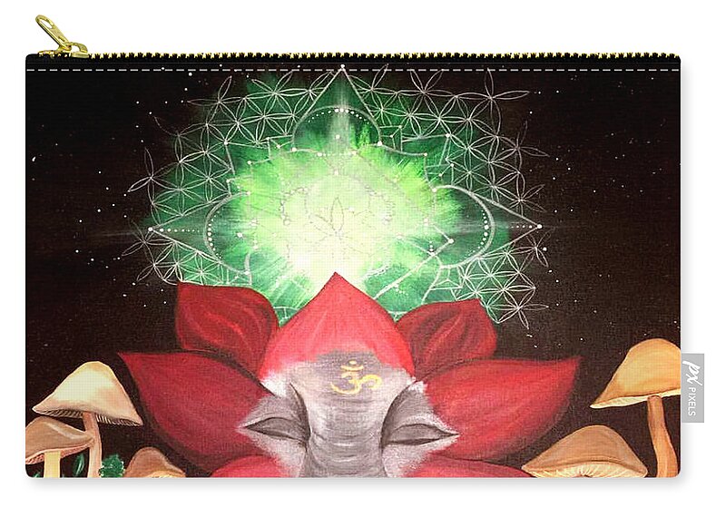 Remembrance Zip Pouch featuring the painting Electrifying Psilocybin by Katy Quezada