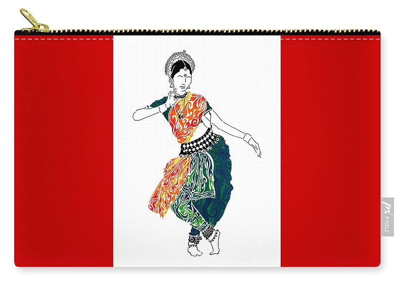 Odissi Zip Pouch featuring the painting Elegance by Anushree Santhosh