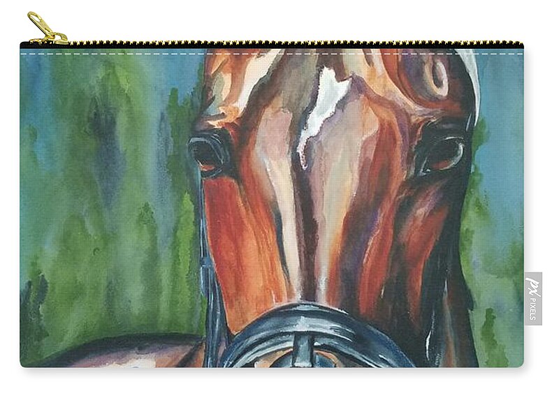 Equestrian Zip Pouch featuring the painting Elegance in color by Kathy Laughlin