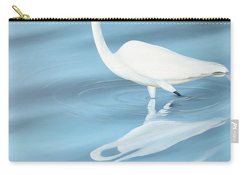 Bird Zip Pouch featuring the painting Elegant Egret by Torrence Ramsundar