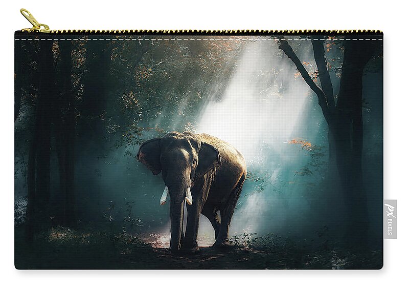 Elephant Zip Pouch featuring the photograph Elephant At Daybreak by Mountain Dreams