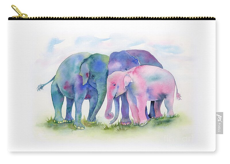 Elephant Zip Pouch featuring the painting Elephant Hug by Amy Kirkpatrick