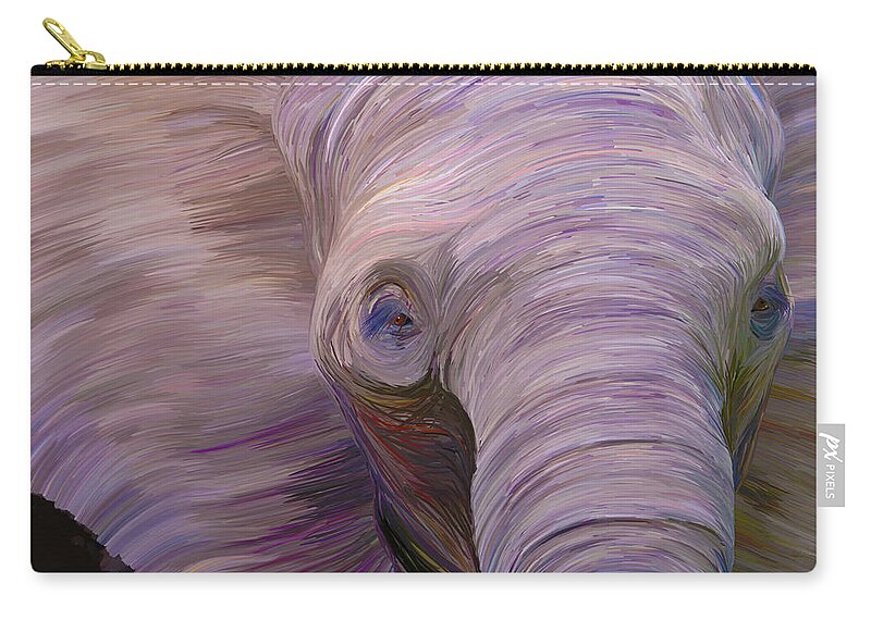 Elephant Zip Pouch featuring the digital art Elephant by Matthew Lindley