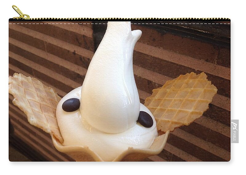 Soft-serve Zip Pouch featuring the photograph Elephant shaped soft-serve ice cream by Yoshihisa Ito