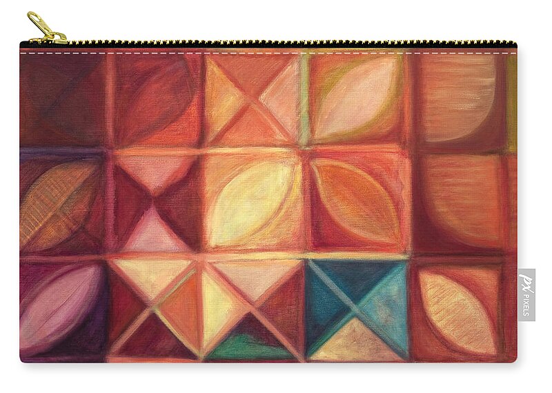 Red Zip Pouch featuring the painting Elevating The Spirit - Finding Heart by Kerryn Madsen-Pietsch