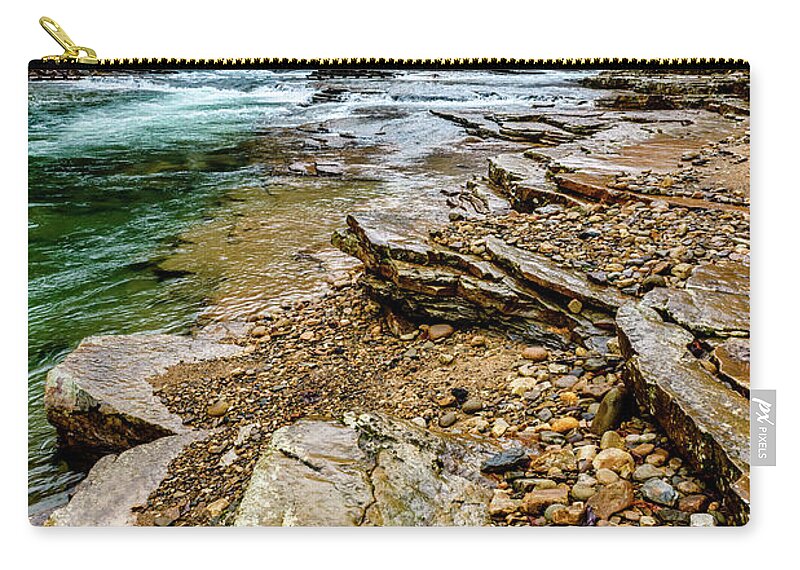 Cherry Falls Zip Pouch featuring the photograph Elk River in the Rain by Thomas R Fletcher