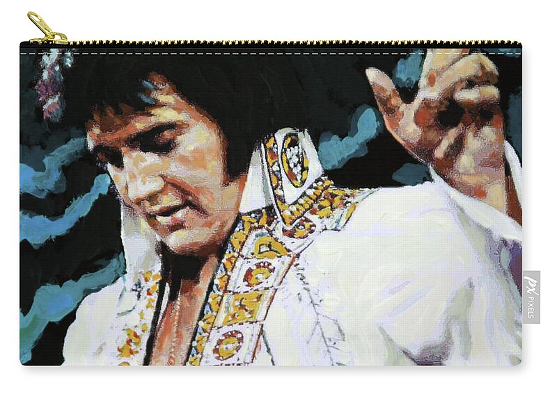 Elvis Presley Carry-all Pouch featuring the painting Elvis - How Great Thou Art by John Lautermilch