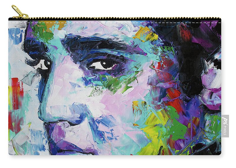 Elvis Zip Pouch featuring the painting Elvis Presley Portrait by Richard Day