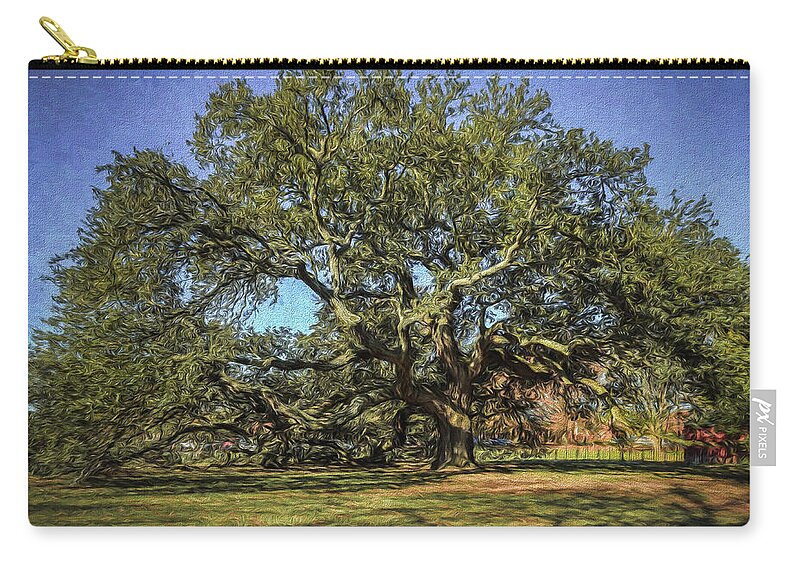 Emancipation Oak Zip Pouch featuring the photograph Emancipation Oak Tree by Jerry Gammon