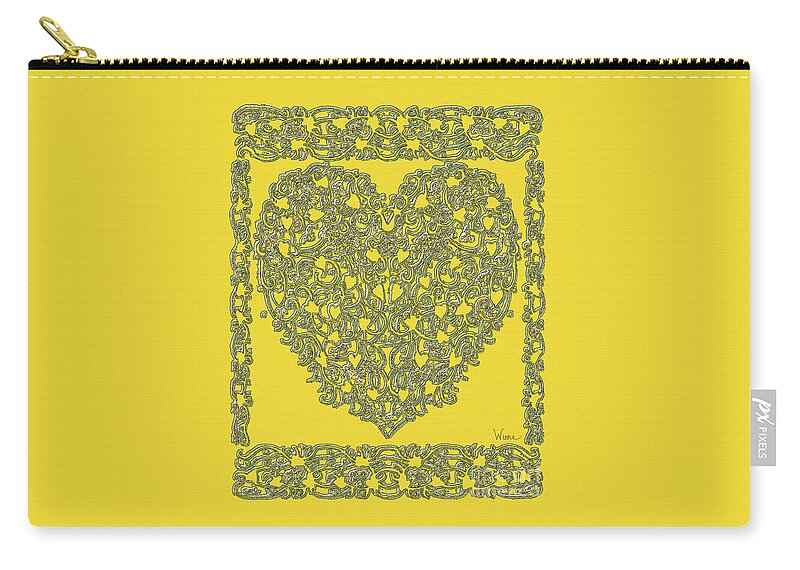 Lise Winne Carry-all Pouch featuring the digital art Embossed Gold Heart by Lise Winne