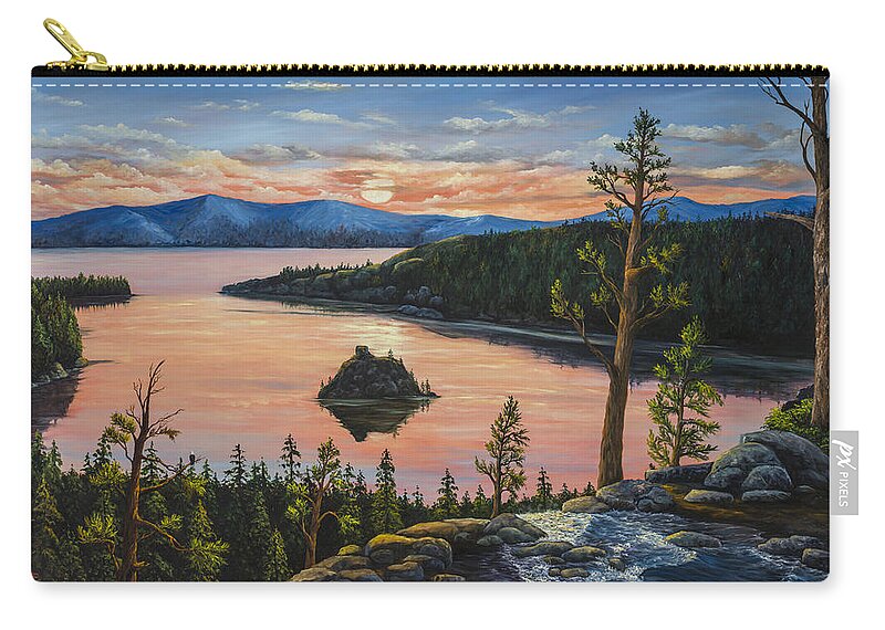 Landscape Zip Pouch featuring the painting Emerald Bay by Darice Machel McGuire