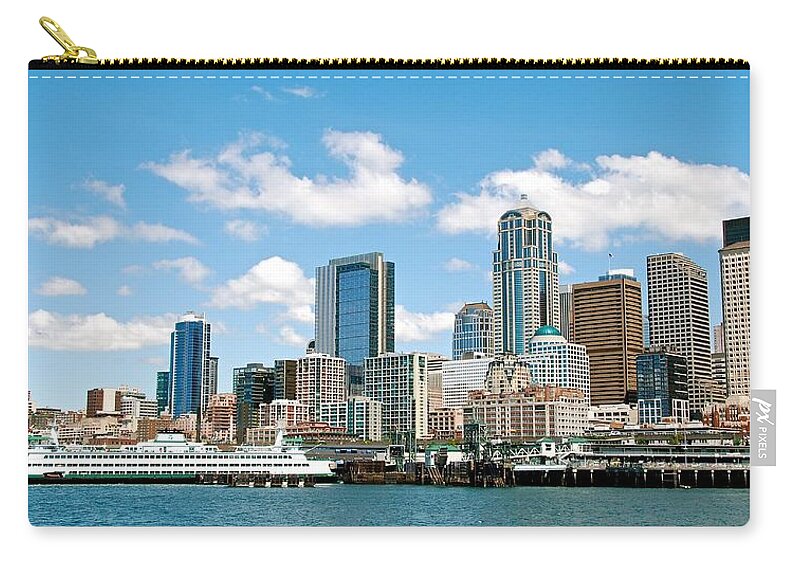 Seattle Zip Pouch featuring the photograph Emerald City Skyline by David Coleman