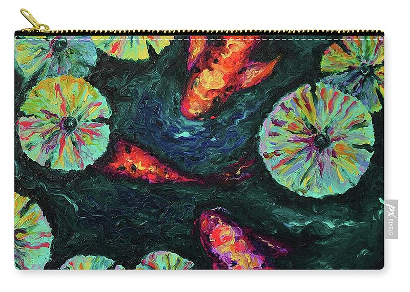 Koi Zip Pouch featuring the painting Emerald Dreams by Elizabeth Cox