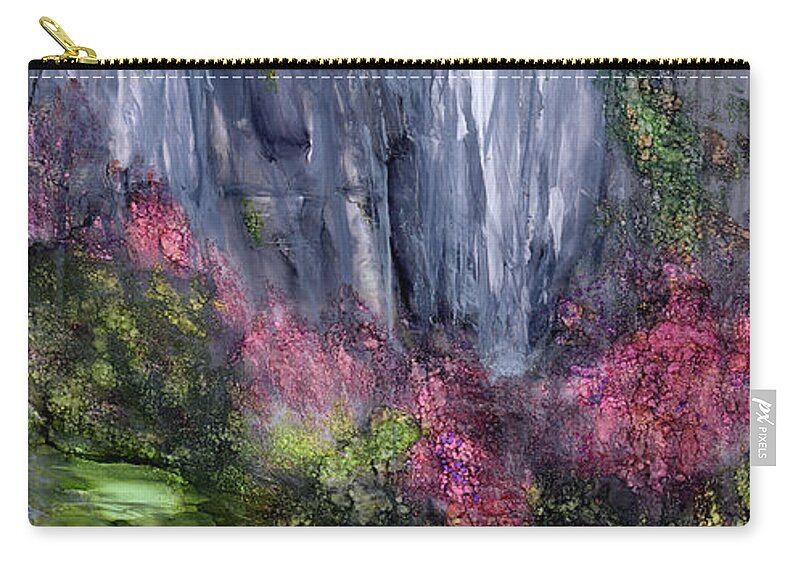 Abstract Landscape Carry-all Pouch featuring the painting Emerald Grotto by Charlene Fuhrman-Schulz