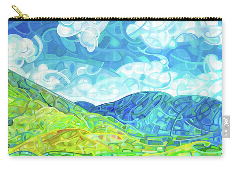 Art Carry-all Pouch featuring the painting Emerald Moments by Mandy Budan