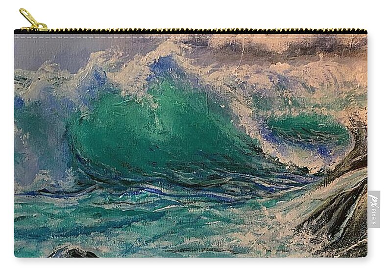 Sea Cliffs Carry-all Pouch featuring the painting Emerald Sea by Esperanza Creeger