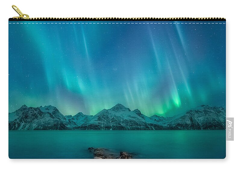 Emerald Zip Pouch featuring the photograph Emerald Sky by Tor-Ivar Naess