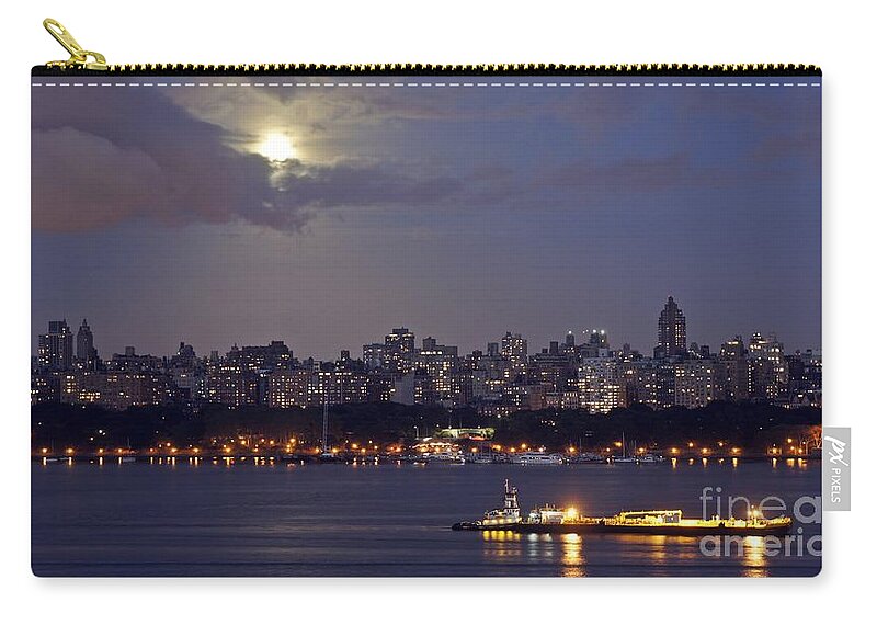 Supermoon Zip Pouch featuring the photograph Emerging Super Harvest Moon by Lilliana Mendez