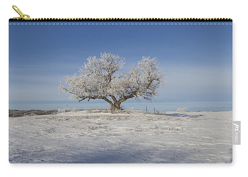 Eminija Zip Pouch featuring the photograph Eminija Tree with Hoarfrost by Aaron J Groen