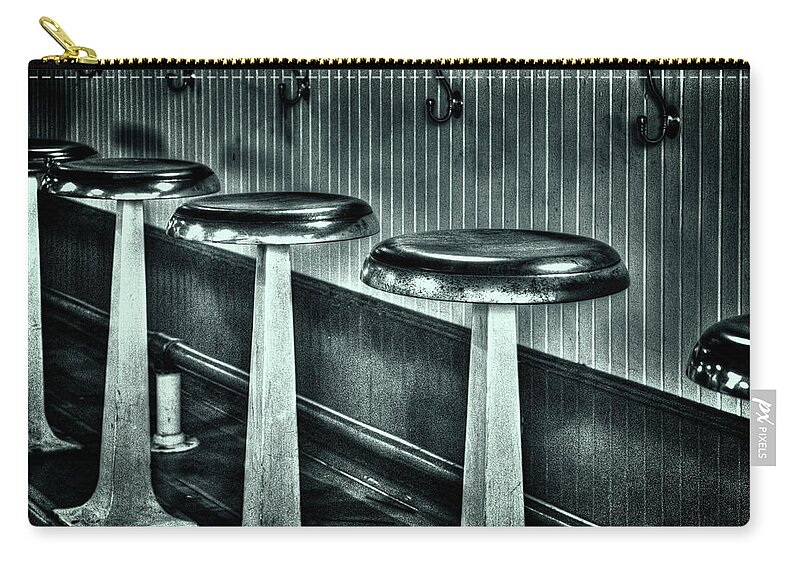 Arizona Zip Pouch featuring the photograph Empty Counter Stools Jerome Arizona by Roger Passman