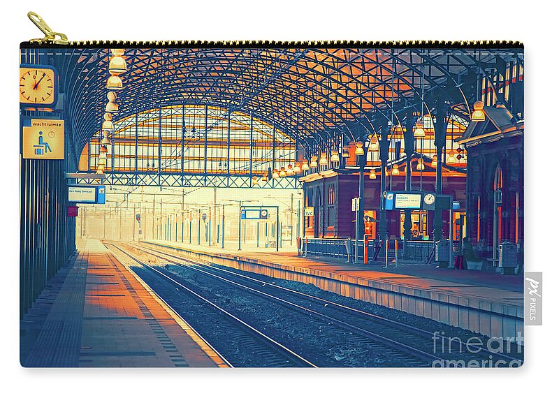 Day Zip Pouch featuring the photograph Empty Rail Station by Ariadna De Raadt