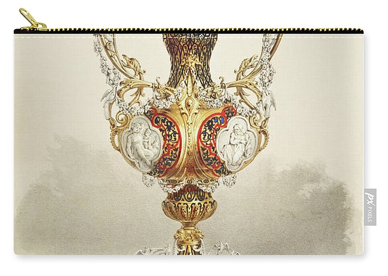 1900s Zip Pouch featuring the painting Enamelled vase from the Industrial arts of the Nineteenth Century by Vincent Monozlay