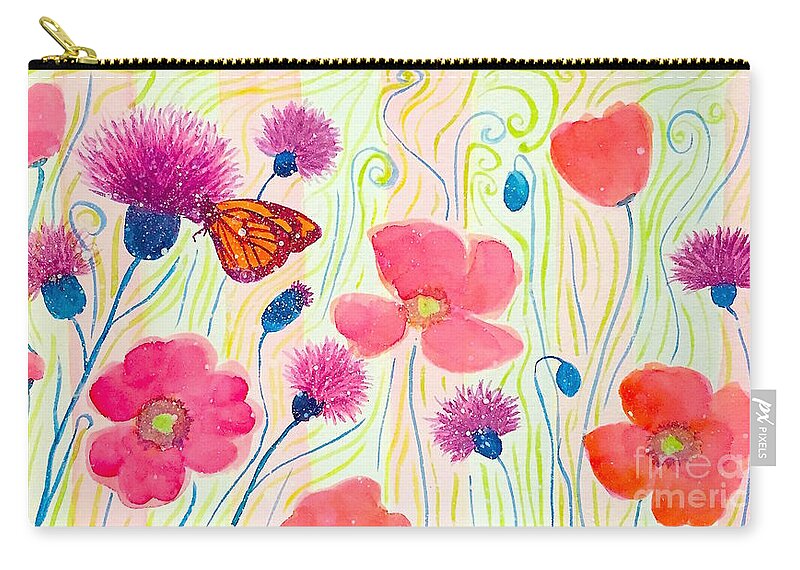 Flower Zip Pouch featuring the painting Enchanted Garden by Wonju Hulse