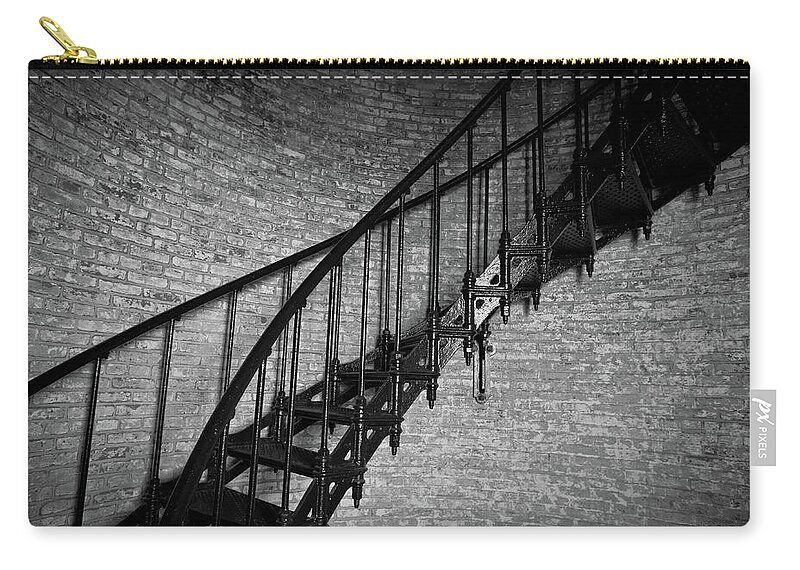 Currituck Staircase Zip Pouch featuring the photograph Enchanted Staircase II - Currituck Lighthouse by David Sutton