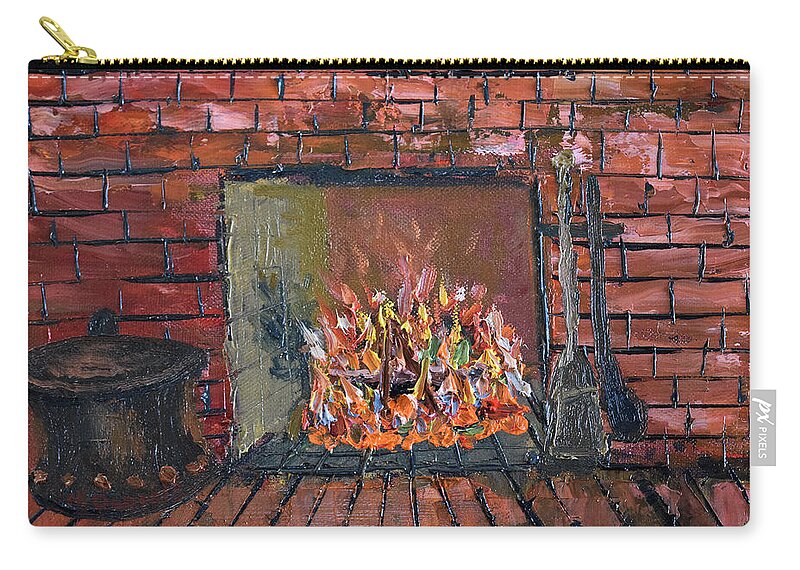 Fire Zip Pouch featuring the painting Enchanting Fire by Michael Daniels
