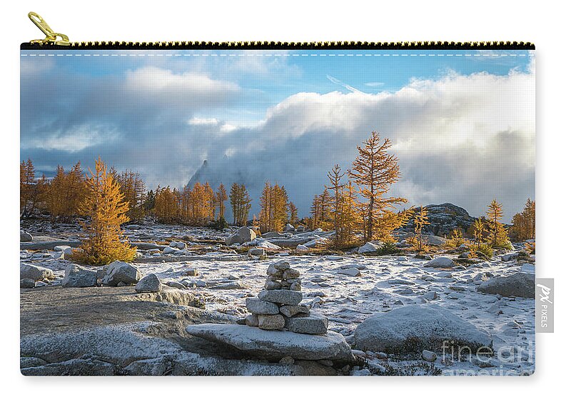 Enchantments Zip Pouch featuring the photograph Enchantments Light Snow by Mike Reid