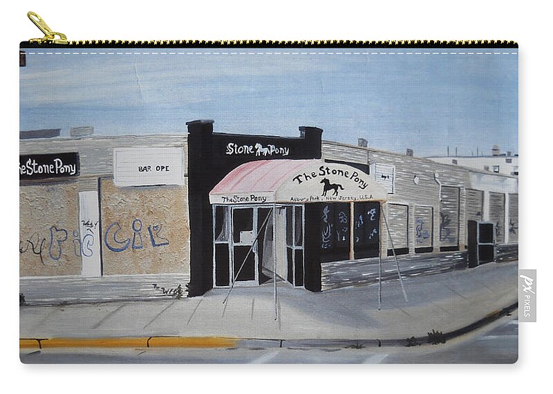 Acrylic Painting Of The Stone Pony Carry-all Pouch featuring the painting End of an Era by Patricia Arroyo