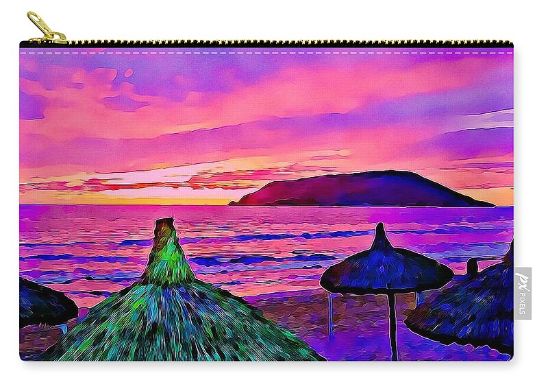 Mazatlan Carry-all Pouch featuring the digital art End of the beach day in Mazatlan by Tatiana Travelways