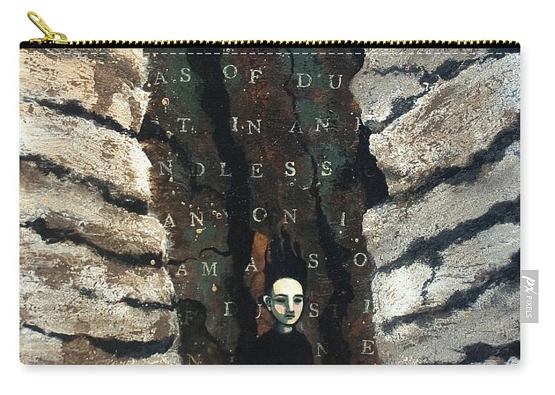 Text Zip Pouch featuring the painting Endless Canyon by Pauline Lim