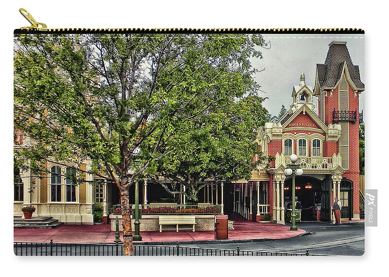 Fire Department Zip Pouch featuring the photograph Engine Co 71 Walt Disney World Main Street MP by Thomas Woolworth