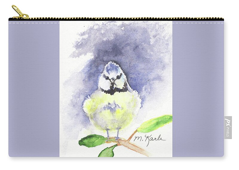 Birds Zip Pouch featuring the painting English Blue Tit by Marsha Karle