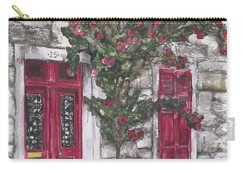 Architecture Zip Pouch featuring the painting English Red Door by Norah Daily