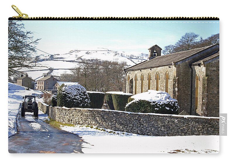 England Zip Pouch featuring the photograph English rural church in winter by David Birchall