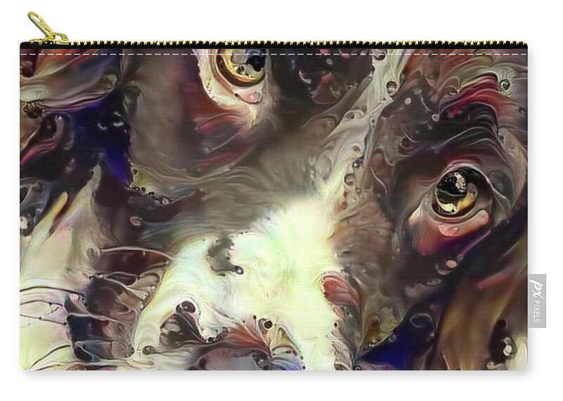 English Springer Spaniel Zip Pouch featuring the mixed media English Springer Spaniel Soulful Stare by Peggy Collins